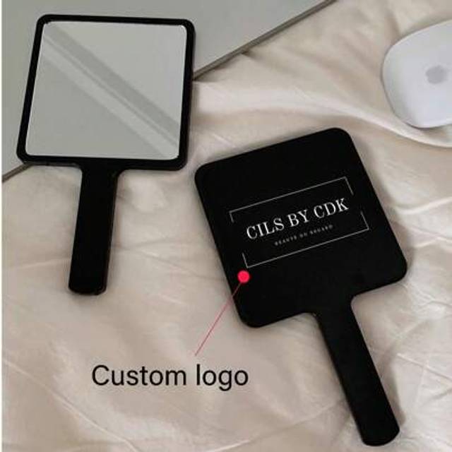 SHEIN 1pc Customized Minimalist Handle Mirror, Logo, Photo, And Text Customizable, High-End Convenient Makeup Mirror, Compact Design Hand-Held Mirror For Wo