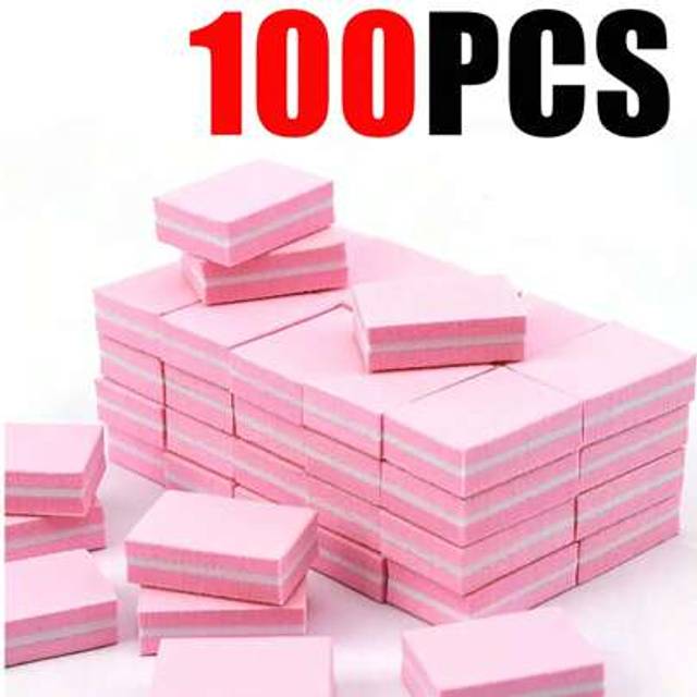 SHEIN 100PCS Nail Buffer, Buffer Block Nail File 100/180 Grit, Mini Nail Buffers Block Sponge Double Sided Nail File For Acrylic Nails Manicure Tools