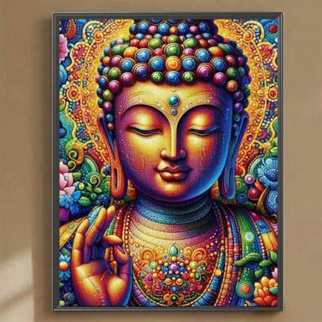 SHEIN Gold Buddha Diy Diamond Painting New 2025 Diamond Mosaic Kits For Adults,5D Diamond Art Kits With Full Round Diamond Mosaic Portrait Home Wall Decor C