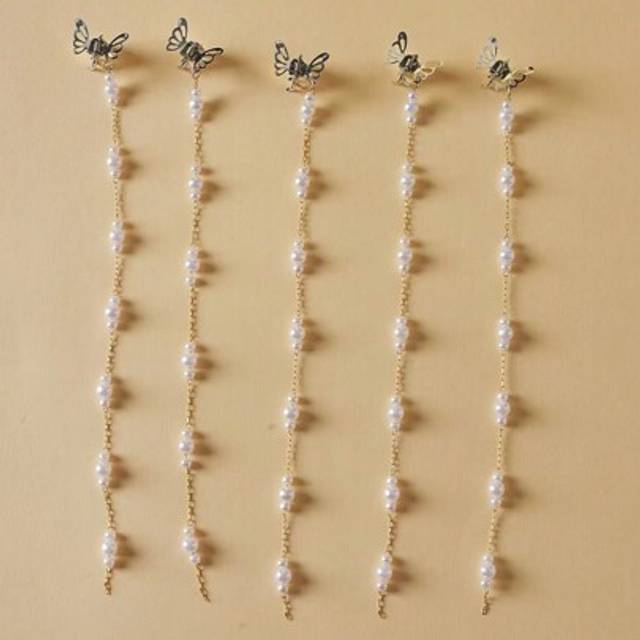SHEIN 5pcs Alloy Mini Butterfly Chain Hair Clips For Girls