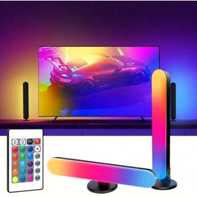 SHEIN 1/2 Packs Desktop Led Ambient Light,Smart LED Strip, RGB Light Bars With Remote Control TV LED Backlights Remote Control For Gaming, Movie, PC, Room D