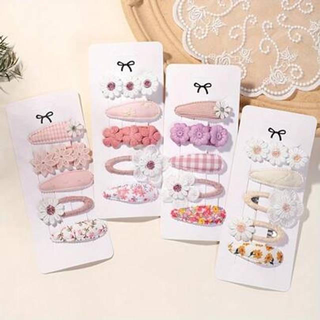 SHEIN 5pcs/Set Cute Fangirl Printed Alloy Hair Clips Hair Accessories For Girls