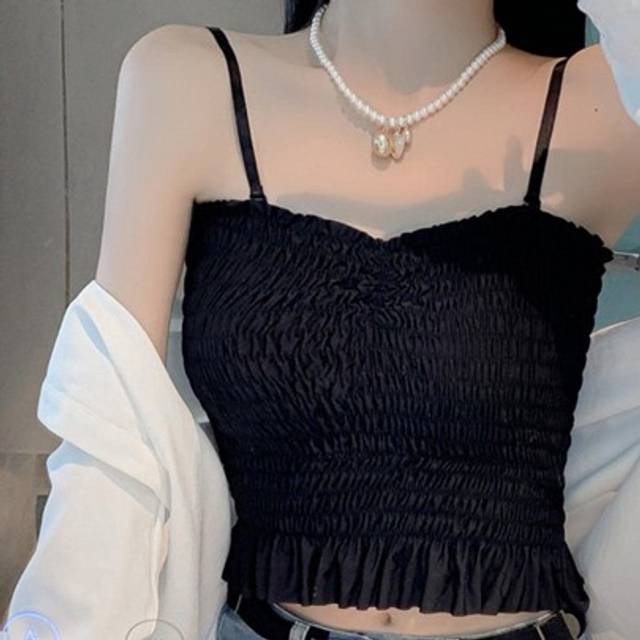 SHEIN 1pc Women&#39;s Summer New Style Ice Silk Beauty Back Wrapped Chest Strap Padded Camisole, Can Be Worn Outside Or As Inner Wear