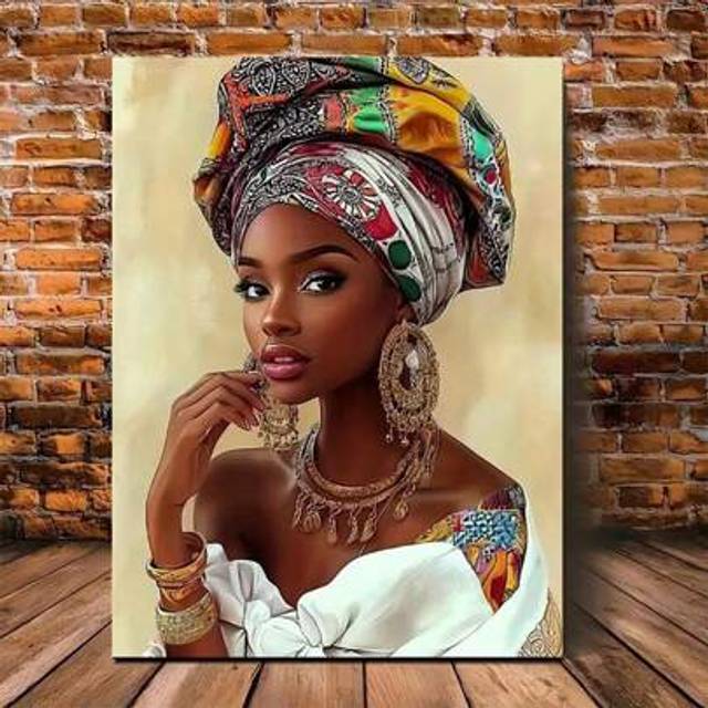 SHEIN Diamond Painting Kits For Adults African Women DIY 5D Full Drill Diamond Painting Kits For Adults Kids Beginner,For Home Wall Decor,
