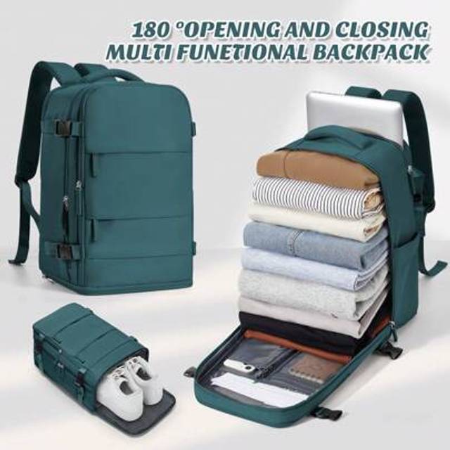 SHEIN Large Capacity Carry On Backpack Waterproof Nylon Fabric Travel Backpack Business Laptop Backpack Schoolbag For College Lightweight Short-Distance Bus