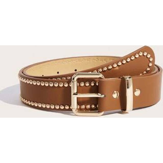 SHEIN 1pc Western Style Vintage Handmade Rivet Buckle PU Leather Belt, Versatile For Jeans, Dresses, Streetwear