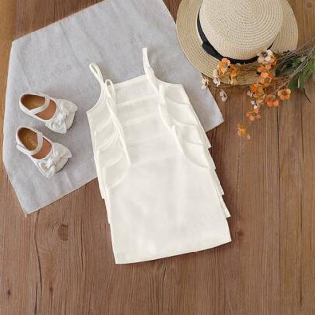 SHEIN 5pcs/Set Baby Girls&#39; Casual Solid Color Camisole Tank Top, For Spring & Summer. The Camisole Design Is Simple And Versatile, Suitable For Outdoor Acti