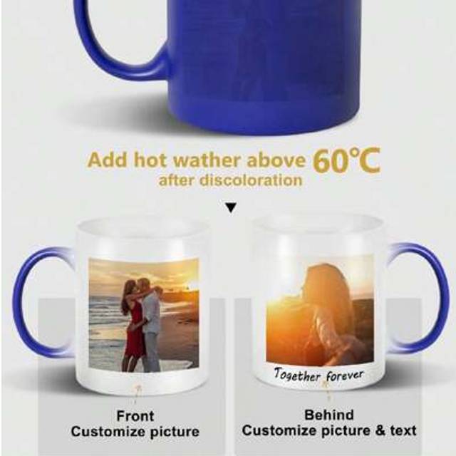 SHEIN 1 Piece 11 Oz/350Ml Custom Coffee Mug Cafe Personalized Coffee Mug Hot Water Color Changing Magic Coffee Mug-Designed Custom Coffee Mug With Custom Ph