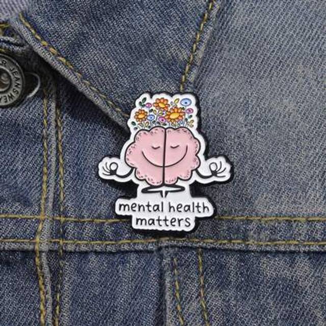SHEIN Enamel Pins For Mental Health Issues Men&#39;s Minimalist Fashion Bag Clothing Creative Accessories Collar Brooch Daily Street Party Wear Pin For Clothes