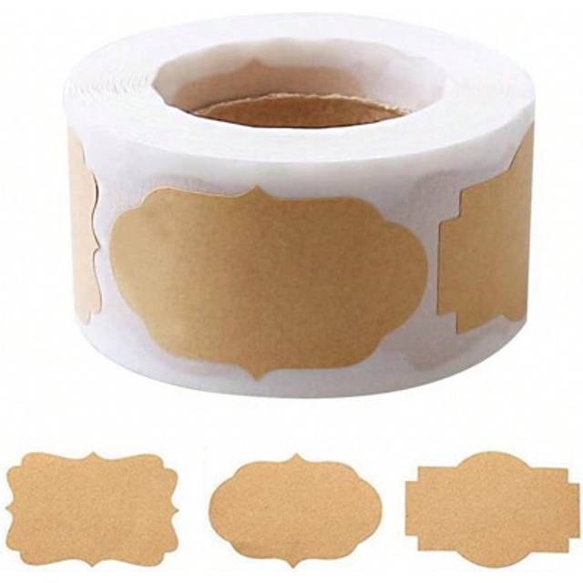 SHEIN 250Pcs/Roll Of Kraft Paper Color Label Stickers,Writable Labels,DIY Tags,Suitable For Bottle And Jar Labeling,Gift Wrapping,Food Categorization(3cm*5c