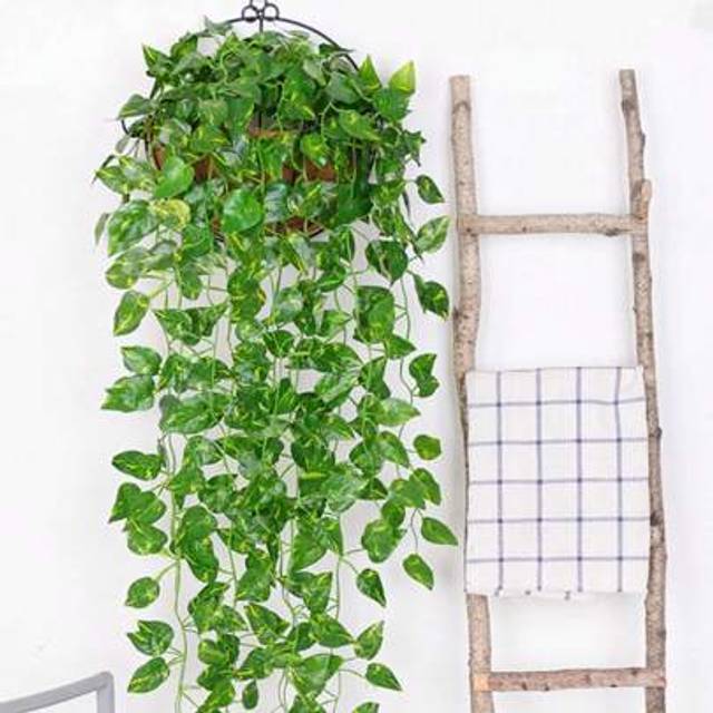 SHEIN 1pc Green Artificial Hanging Ivy Plant, Fake Ivy Leaf Wall Vine Plants For Indoor Outdoor Home Room Garden Wedding Garland Decoration