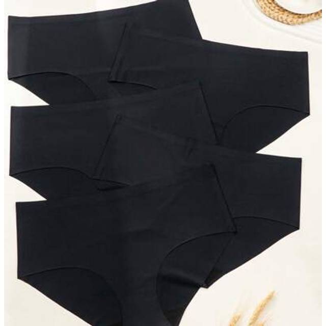 SHEIN 5 Pcs/Pack Plus Size Panties, Solid Color No Show Briefs Ladies Seamless Intimates Underpants, Women&#39;s Underwear & Lingerie, Black