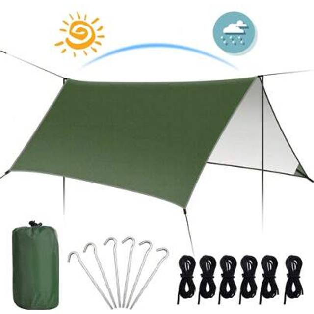 SHEIN COSANSYS Hammock Rain Fly Tent Tarp 300 X 300cm - PU3000MM-Anti-UV, Lightweight Waterproof Camping Shelter For Outdoor, Travel, Sunshade, Rain, Hammoc