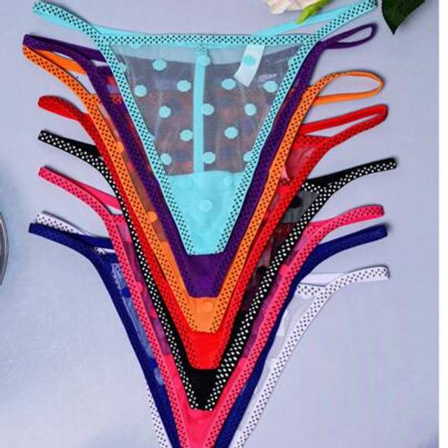 SHEIN 8pcs/Set Heart-Shaped Mesh & Polka Dot Pattern G-String Panties For Women