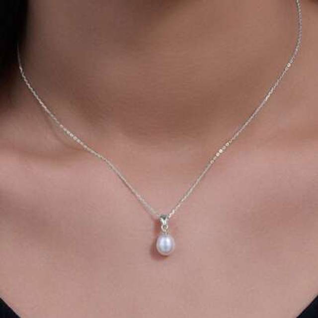 SHEIN 1pc Luxury S925 Sterling Silver Natural Freshwater Pearl Necklace, Elegant Bridal Jewelry Collor Necklace For Women