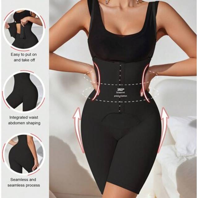 SHEIN Women&#39;s Tummy Control Waist Cincher Bodysuit With Front Hook-And-Eye Closures, Bottoms