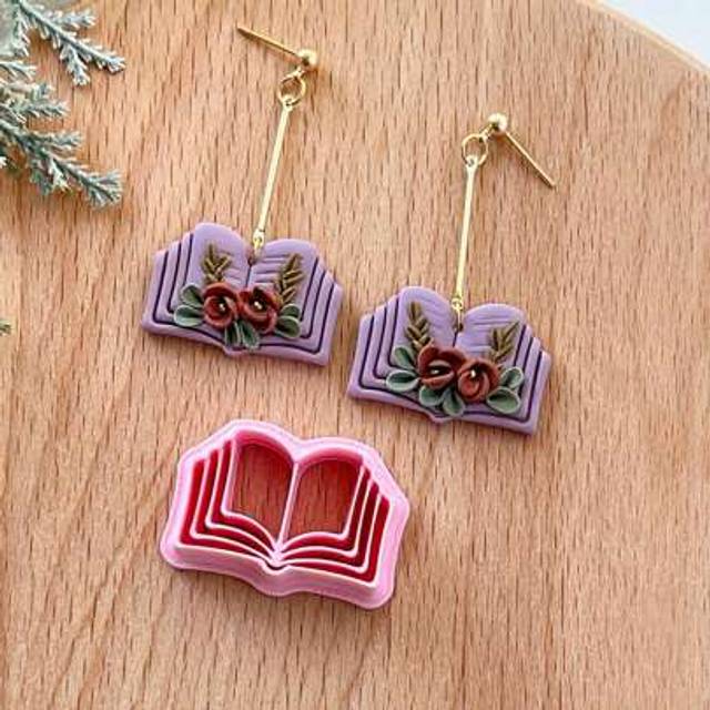 SHEIN Book Polymer Clay Cutters, Boho Clay Earring Cutter For Polymer Clay Jewelry Making, Polymer Clay Stud Earring Making Tool, Clay Jewelry Making Kit, C