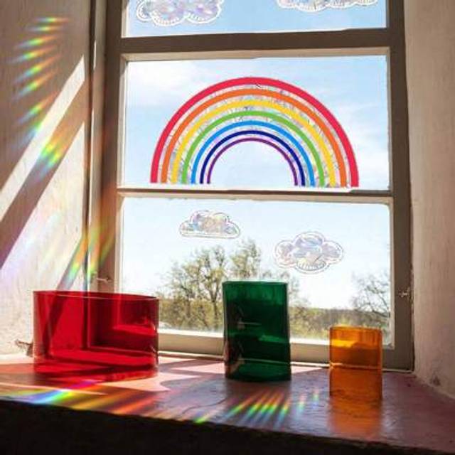 SHEIN 1pc Sunlight Reflective Static Cling Window Film With Rainbow & Cloud Pattern, Decal Sticker, Wall Decal For Home Decor, Spring Decor To Refresh Your