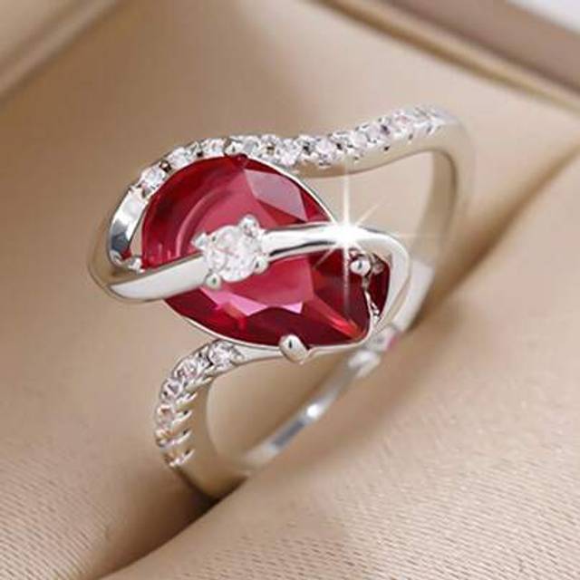 SHEIN 1pc Sapphire Blue Glass Square Cubic Zirconia 18K Gold Plated Ring
