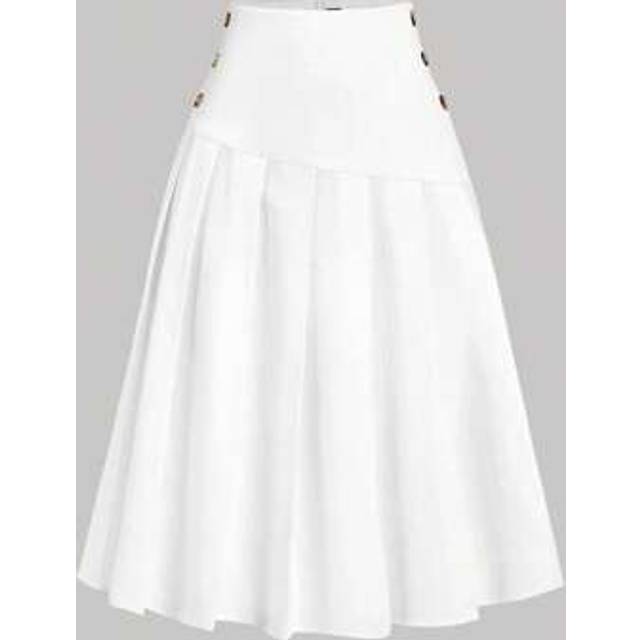 SHEIN Whiet Vintage College Style Women&#39;s Midi Pleated Skirt Back To School Clothes Fall Women Clothes Old Money Style Teacher Outfits Business Women Clothe