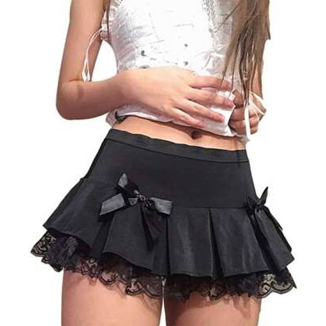 SHEIN Women Pleated Skirt Lace Up Waist Retro Plaid Print Mesh Stitching Hem Adjustable Spring Clothing