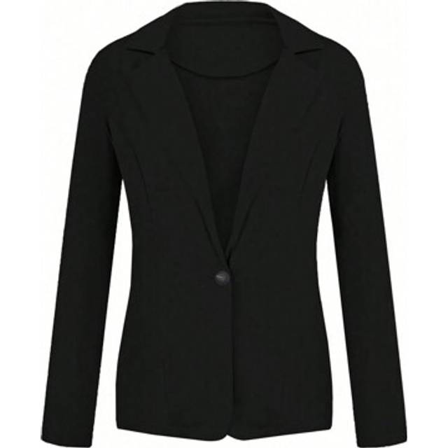 SHEIN Women&#39;s Single Button Plain Casual Long Sleeve Blazer