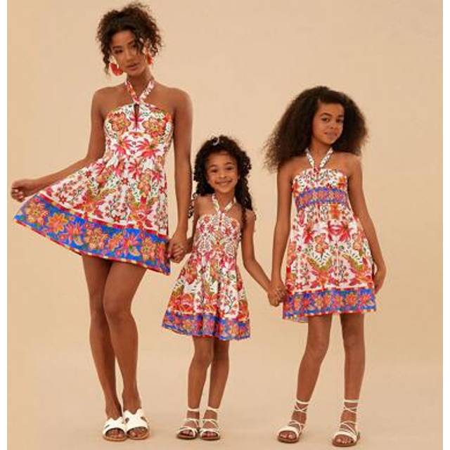 Travachic Mother&#39;s Day Women&#39;s Vacation Casual Tropical And Floral Printed Halter Mini Dress,Mother Day Dress,Mother Day Outfit, Mother And Daughter Dress,Summe