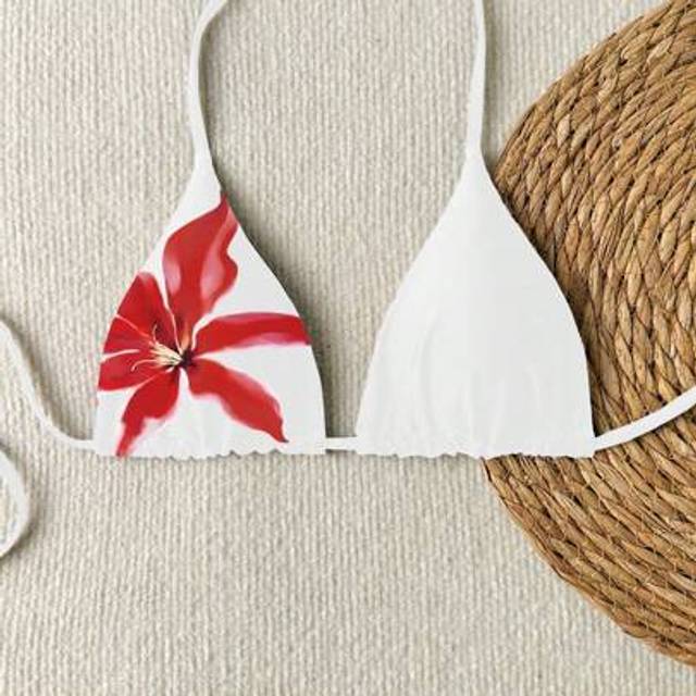 Swim Vcay Springbreak Floral Print Sexy Vacation Style Women&#39;s Bikini Top