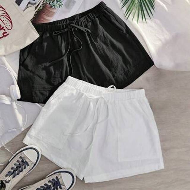 Comfortcana 2pcs/Set Black & White Casual Loose Plus Size Shorts