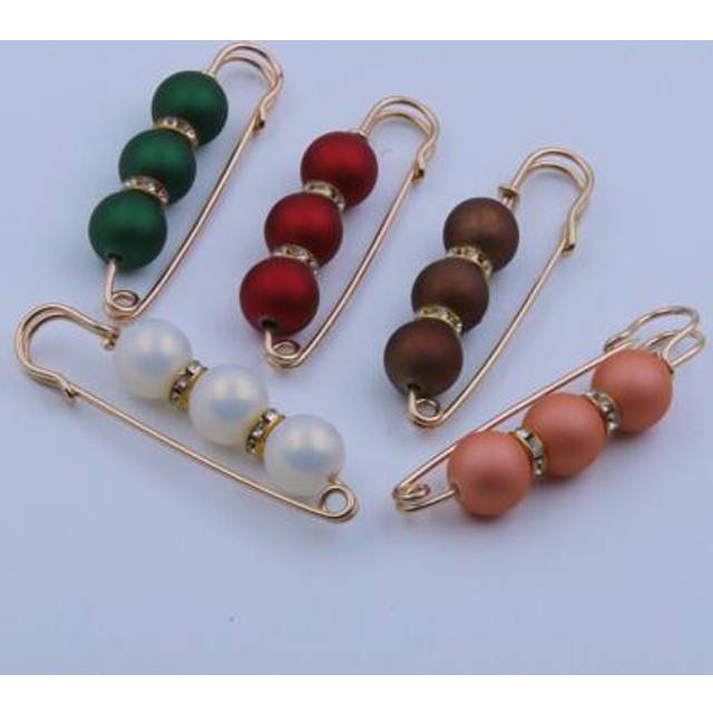SHEIN 5PCS Women Rhinestone & Beaded Faux Pearl Colorful Fashionable Scarf Safety Pin For Daily Use