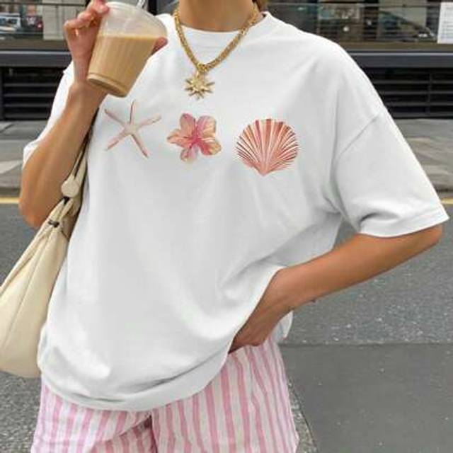 INAWLY Plus Size Round Neck Short Sleeve T-Shirt, Fashionable For Summer