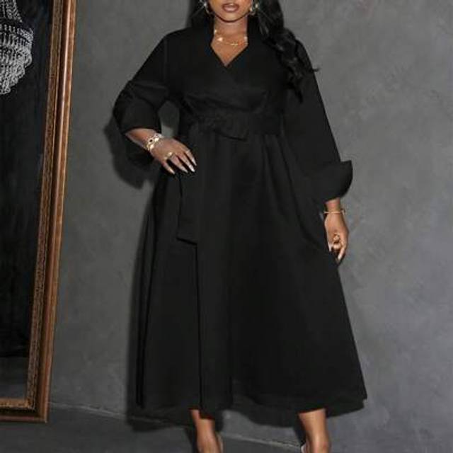 Slaydiva Plus Size Elegant Solid Color Dress For Party