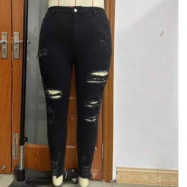 SHEIN Plus Size Distressed Ripped Skinny Jeans, Vacation And Everyday Outfit