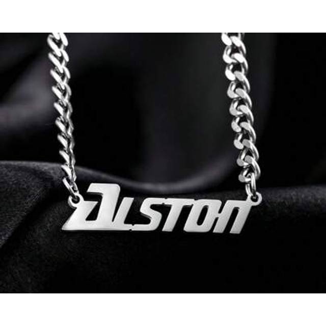 SHEIN Personalized Simple Men&#39;s Necklace, Customized Gold Stainless Steel Thick Letter Necklace, Perfect Gift For Brother, Friend, Suitable For Party, Stree