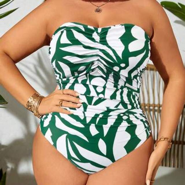 Swim Vcay Plus Size Random Print Women One-Piece Spaghetti Strap Swimsuit