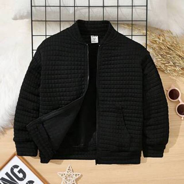 SHEIN Young Boy Zip Up Textured Bomber Jacket