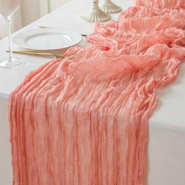 SHEIN 1pc Sage Green Cheese Cloth Boho Farmhouse Table Runner, 10ft (Approx. 300cm) Muslin Cheesecloth Tablecloth, Suitable For Weddings, Parties, Baby Show