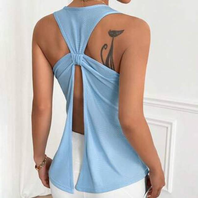 SHEIN Women Solid Color Button Decor Daily Fitness Sports Vest