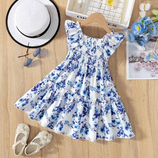 SHEIN Young Girl Casual Sports Woven Allover Floral Allover Print Sleeveless Sundress, Suitable For Daily Outdoor Wear In Summer