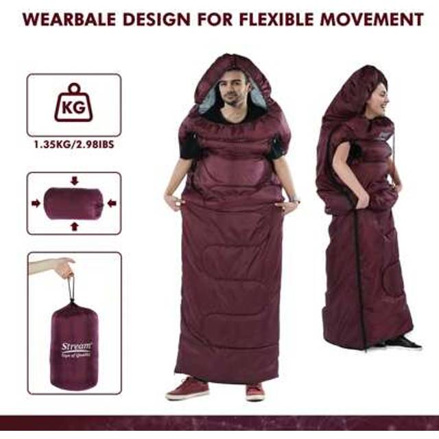 SHEIN Sleeping Bag, Lightweight Sleeping Bags With Zippered Holes For Arms Feet For 3-4 Season, Portable Envelop Sleeping Bag For Adults Camping, Hiking, Tr