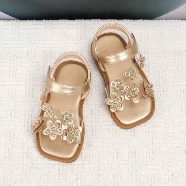 SHEIN Princess Girl Baby Gold Children Summer Sandals
