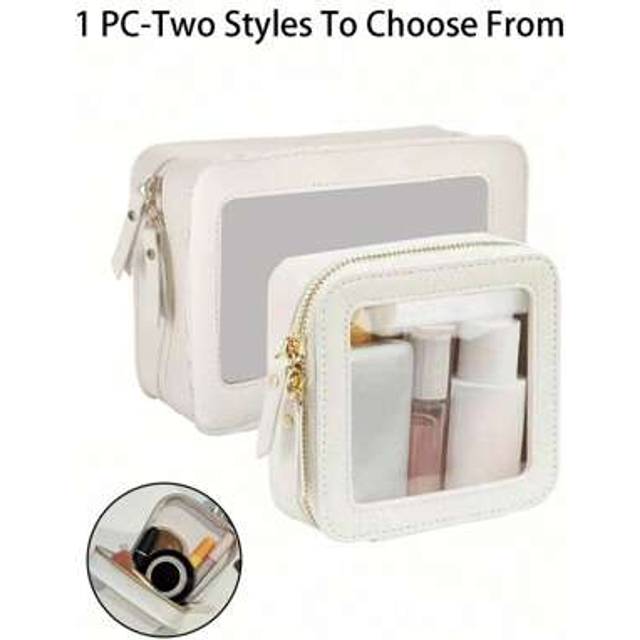 SHEIN Clear Small Cosmetic Bag For Purse Clear Mini Makeup Bag For School Cute Clear Make Up Pouch For Travel Tiny Leather White Make Up Organizer Case For