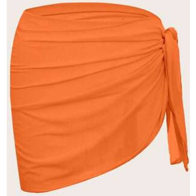 SHEIN Summer Beach Solid Wrap Knot Side Cover Up Skirt