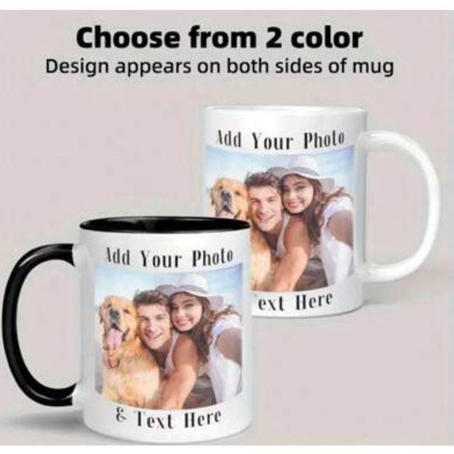 SHEIN 11oz Custom Photo Coffee Mug - Personalized Ceramic Cup With Customized Image, Text, And Name - Perfect Gift For Boyfriend, Girlfriend, Best Friend -
