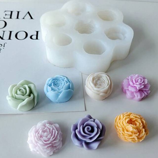 SHEIN DIY 3D Rose Peony Flowers Candle Decoration Scented Silicone Molds Handmade Crystal Epoxy Resin Drip Concrete Gypsum Clay Casting Mold