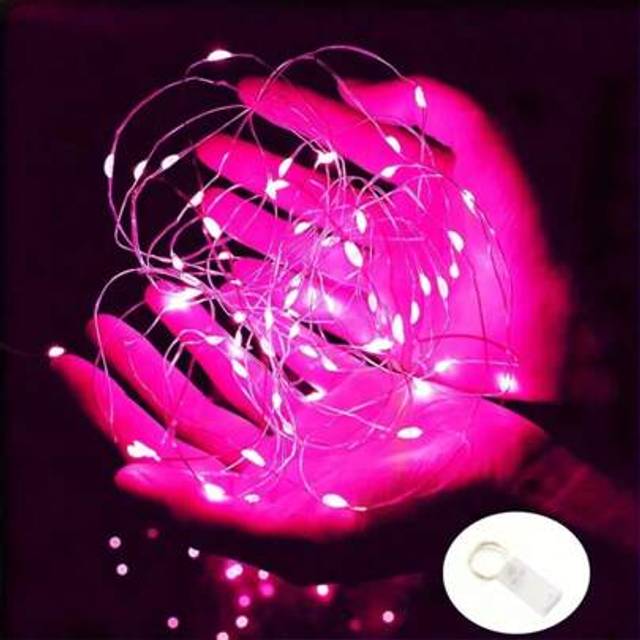 SHEIN 1 String Of Led Fairy Lights, Pink Color, Battery-Powered Copper Wire String Lights, Suitable For Gift, Bedroom, Christmas, Party, Wedding, Centerpiec