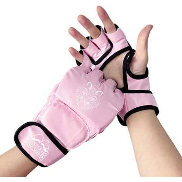 SHEIN 1 Pair Pink PU Teen Boys/Girls Boxing Fingerless Gloves, Professional Training Punching Bag Gloves For Adults Men/Women MMA Kickboxing Muay Thai Marti