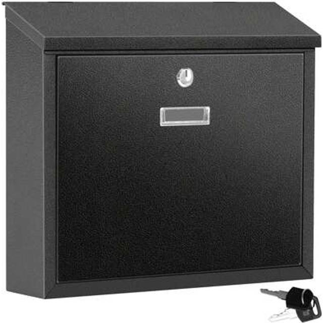 SHEIN Lockable Letter Box | Post Box | Mail Box With Cover Outdoor Wall Mounted Mail Box - Black