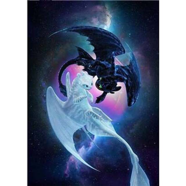 SHEIN 5D Diamond Painting Kit - Double Dragon Yin Yang, Full Drill Round Diamond Art, Dragon & Cartoon Dragon Craft, Animal Theme Canvas, DIY Home Decor - 4