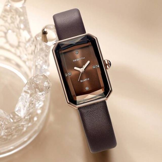 SHEIN 1pc Rebirth Brand Women&#39;s Simple Square Dial Vintage Fashion Casual Quartz Wristwatch
